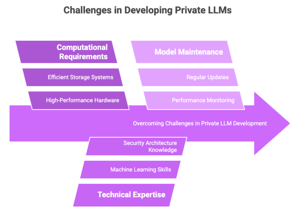 Challenges in Developing Private LLMs