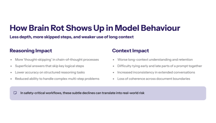 Conceptual illustration showing an AI avatar with sliders for traits like narcissism, psychopathy, and agreeableness, with junk-data exposure pushing dark traits upward.