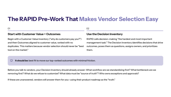 The RAPID pre-work that makes vendor selection easy