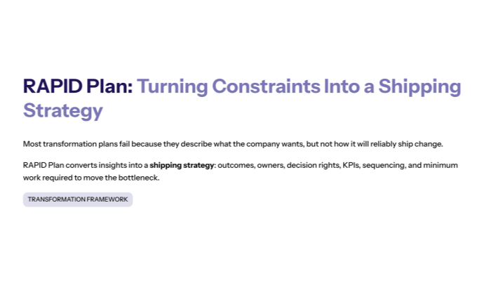 RAPID Plan: Turning Constraints Into a Shipping Strategy