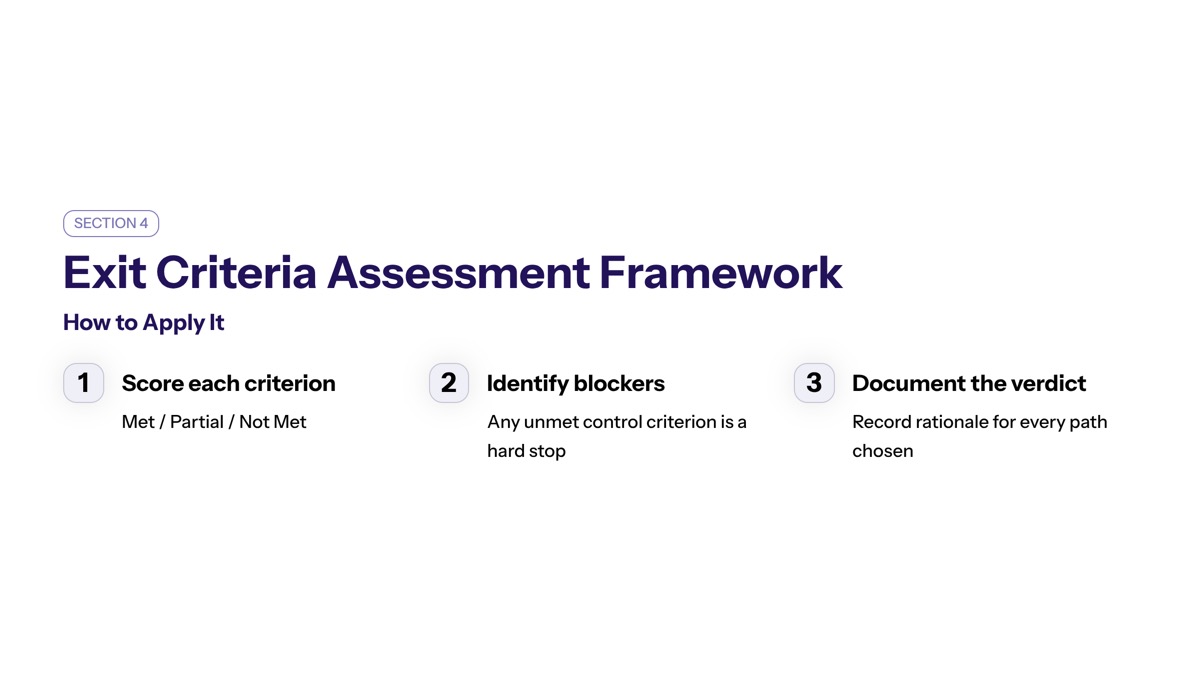 Exit Criteria Assessment Framework visual