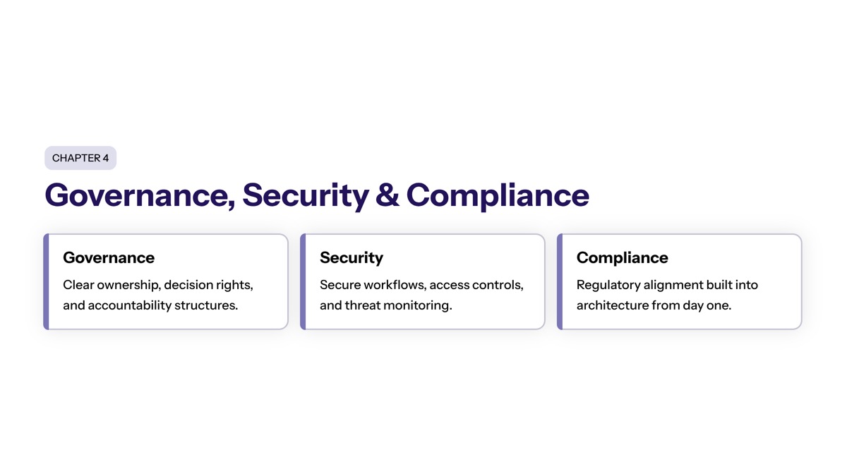 Governance, Security, and Compliance Frameworks section visual
