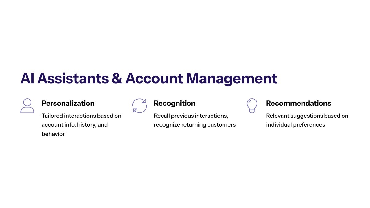 Conversational AI for customer support visual for AI Assistants and Account Management