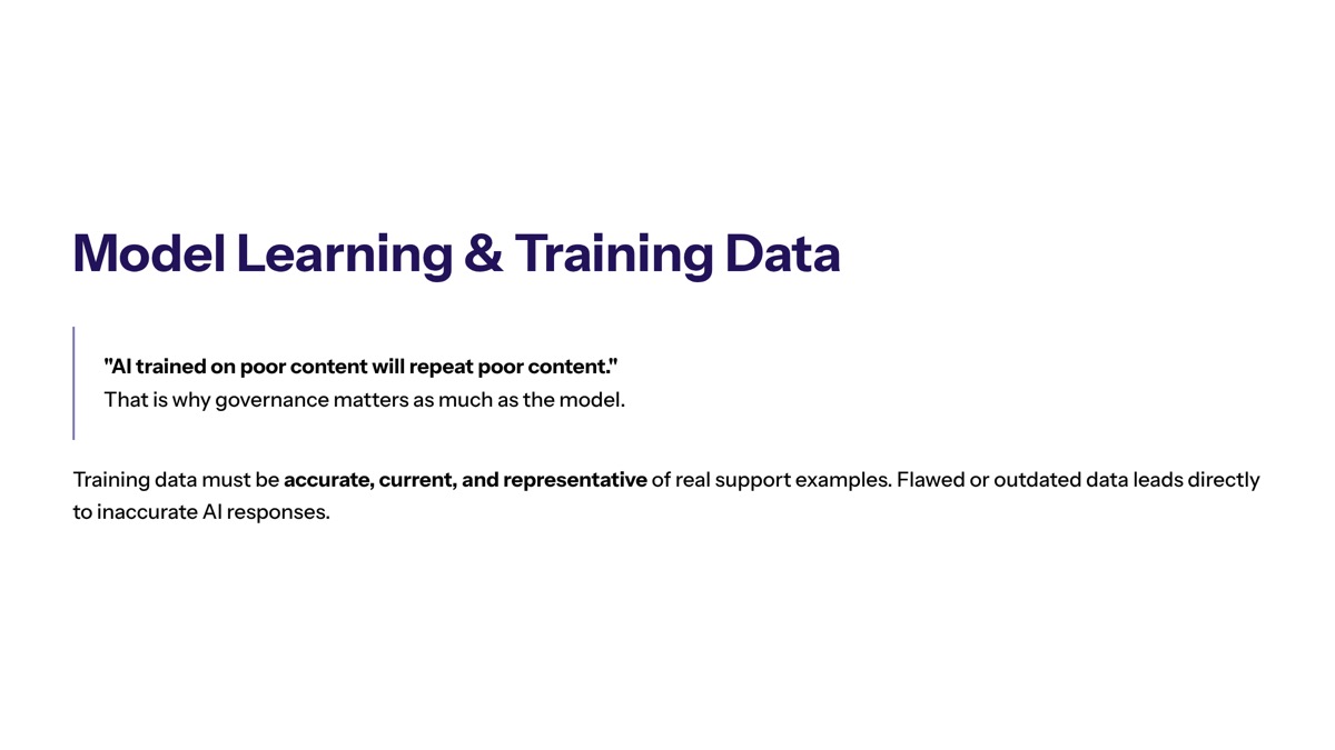 Conversational AI for customer support visual for Model Learning and Training Data