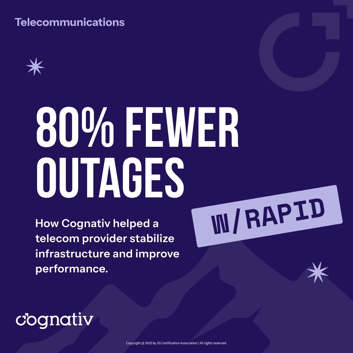 Cognativ telecom case study cover for 80 percent fewer outages
